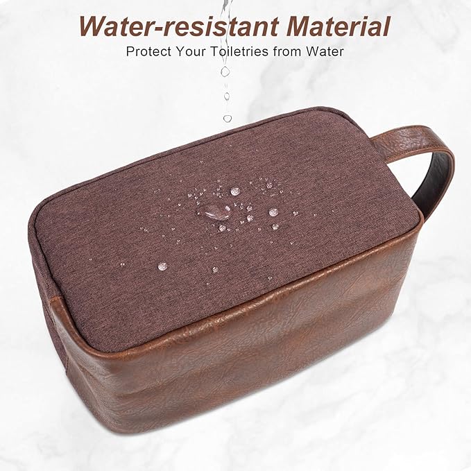 Travel Toiletry Bag for Men and Women, Hanging Toiletry Organizer, Water Resistant Shaving Kit with Large Capacity for Travel Accessories (Coffee, Medium)