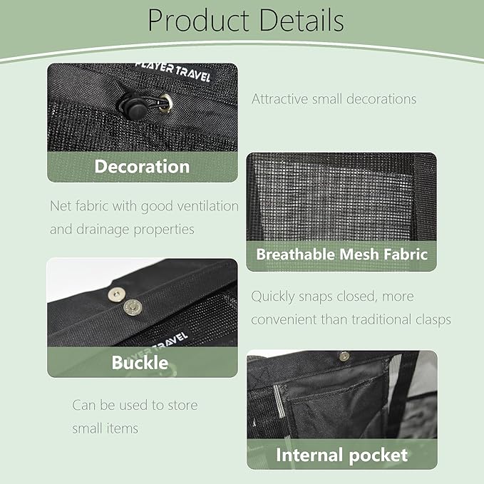 Large Mesh Shower Caddy Portable Tote, Quick Drying Bag for Travel, University Dorm, Camping, Beach, Gym, Swimming Pool, RV