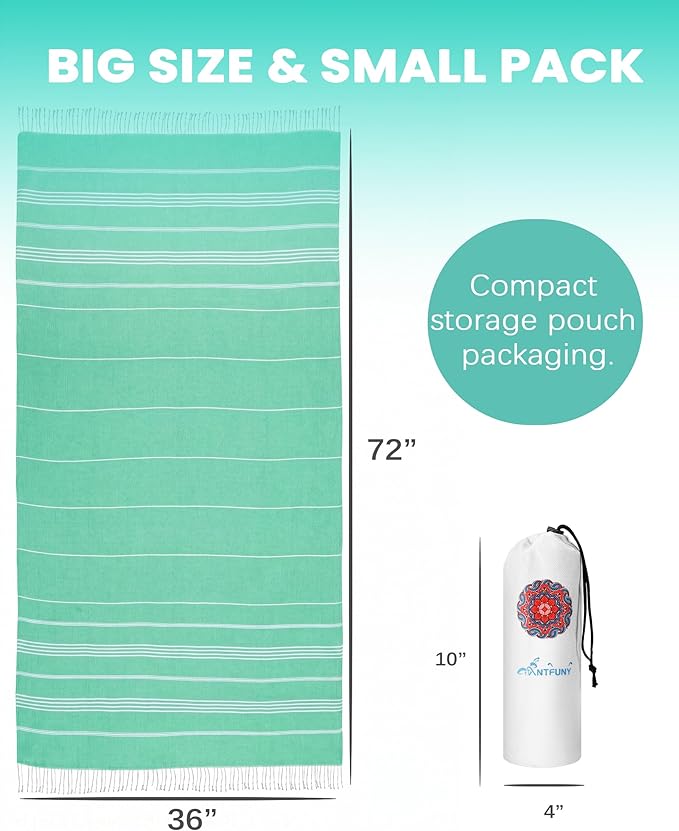 Antfuny 6 Packs Turkish Beach Towels Yoga Blanket Gym Workout Towel Men's Birthday Gift Ideas for Father's Day Dad Husband Brother Uncle Son Daughter Boyfriend Male Boss Grandpa Him Appreciation Green