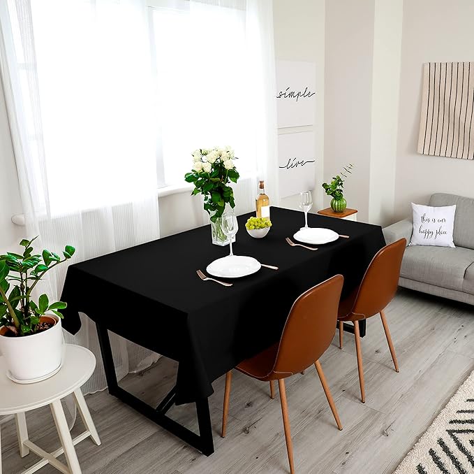 Utopia Kitchen Rectangle Table Cloth 2 Pack (60x120 Inches, Black), Machine Washable Polyester Table Cover for Dining, Buffet Parties, Picnics, Events, Weddings and Restaurants