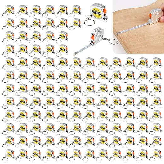 3ft Small Tape Measure Keychain, Portable and Retractable Mini Tape Measure with Slide Lock Mechanism for Daily Use Gadgets or Kids Construction Party Favors Gifting Prize Bag Fillers (120)