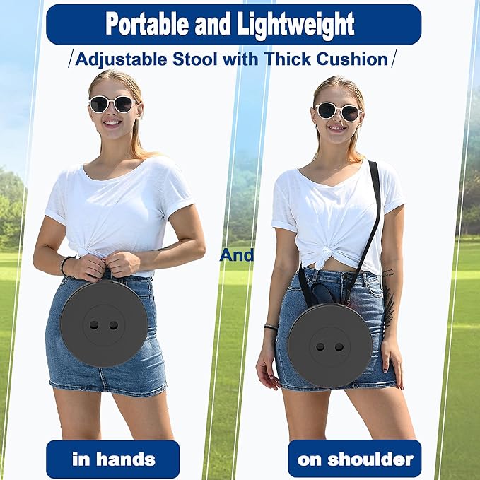 2025 Upgraded 45cm Collapsible Stool with Cushion, Maximum Loading 440 Pounds, Portable and Lightweight Adjustable Seat, Camping Retractable Stool for Outdoor Camping, Fishing, Hiking, BBQ