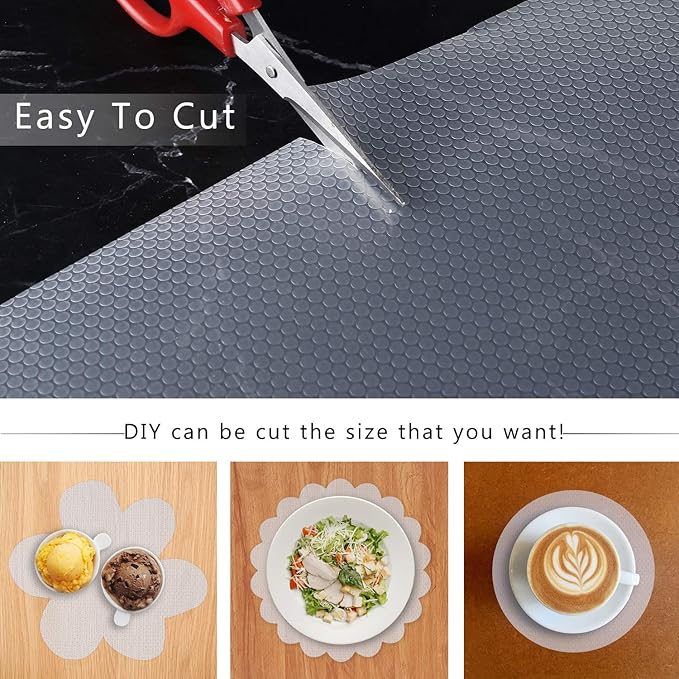 HooTown Refrigerator, Fridge Shelf Liners and Drawer Mats 11.8 Inch Wide x 32.8 Feet Long, Non Adhesive EVA Plastic Washable Waterproof Pads for Kitchen Cabinet, Pantry Closet, Cupboard, Transparent