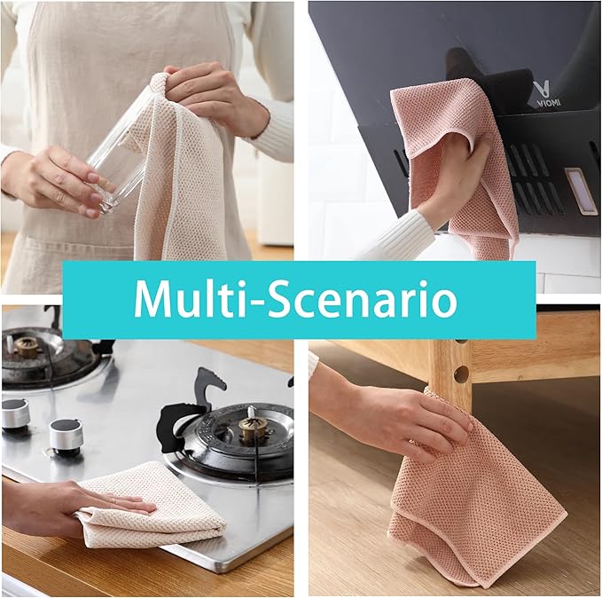 12-Pack 12"x12" Microfiber Cleaning Cloths Super Absorbent & Reusable for Kitchen, Di & Household Cleaning Fish Scale Texture