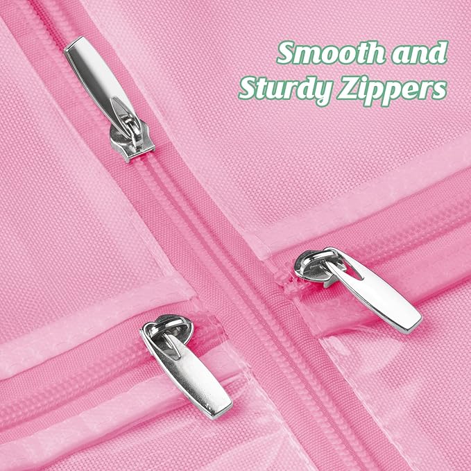MISSLO Portable 65" Wedding Dress Garment Bag with Bride Tote Bag 8'' Gusseted Dress Bags for Gowns Long 4 Pockets Dress Cover for Women, Pink