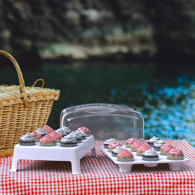 Top Shelf Elements MINI Cupcake Box. NOT For Standard Size Cupcakes. Fashionable White Carrier Holds 24 MINI-Size Cupcakes, Cupcake Traveler,