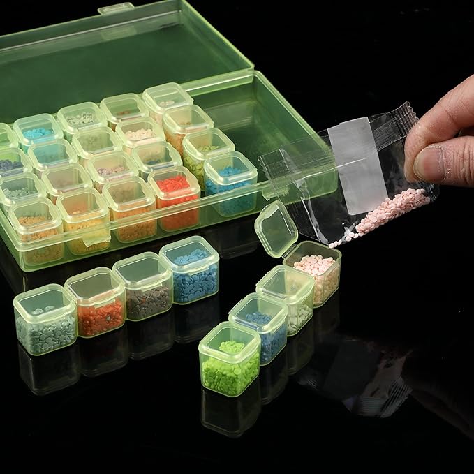 Mr. Pen - Bead Storage Containers, 28 Grids, 2 Pack, Transparent Green Small Bead Organizer Box