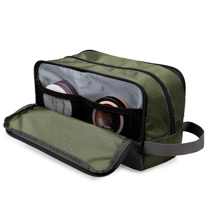 Toiletry Bag for Men, Hanging Dopp Kit, Water-Resistant Shaving Bag, Small Toiletry Bag for Traveling (Army Green)