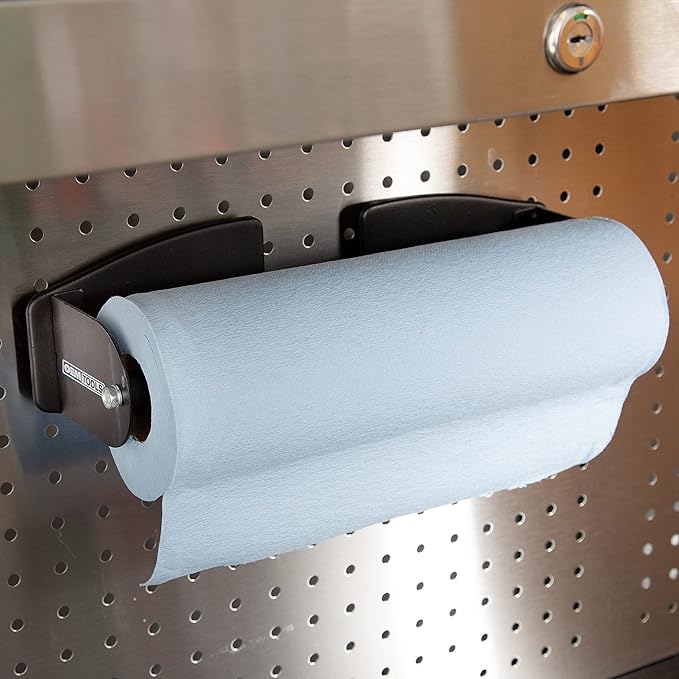 OEMTOOLS 24952 Magnetic Paper Towel Holder, Mounts to Toolboxes and Cabinets, Adjustable Magnet Paper Towel Holder, Organizer with Non-Scratch Rubber Magnets