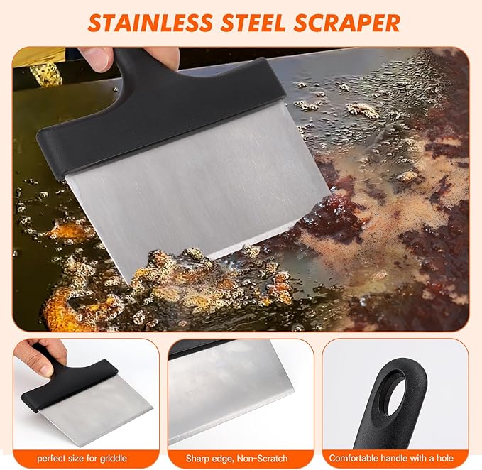 Griddle Cleaning Kit for Blackstone- Includes Large Silicone Tool Mat, Griddle Scraper, Cleaning Bricks, Scouring Pads with Handle, Cleaning Tools Accessories for Blackstone Flat Top Grill