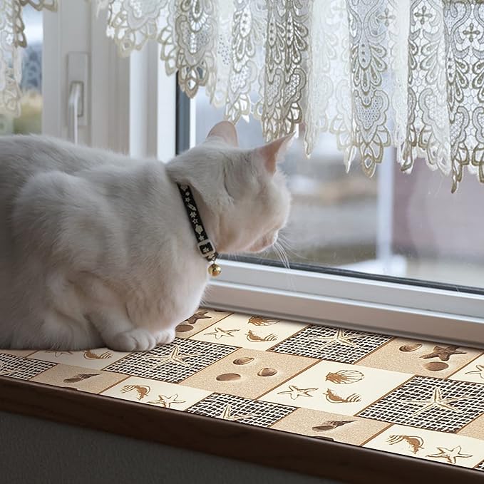 FIFTY FEET 18X96 Inch Shelf Liner for Kitchen Cabinets, PVC Drawer Liner for Dresser Non-Slip Bathroom, Non-Adhesive Cabinet Liner Washable (Beach)(8 Roll)