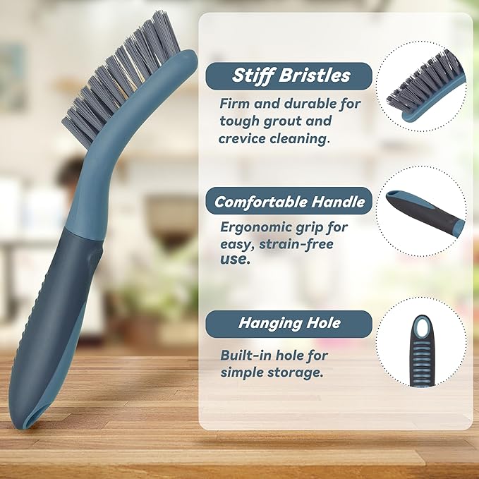 2 Packs Small Brushes for Cleaning, Stiff Bristle Grout Scrub Brushes for Kitchen, Bathroom, and Tile Floors, Ideal for Gaps, Crevices, and Window Tracks