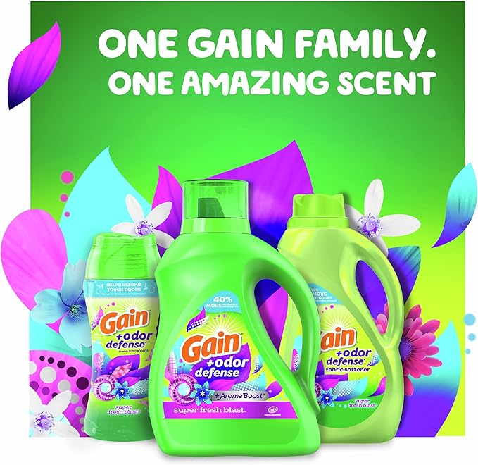 Gain Dryer Sheets Plus Odor Defense,Super Fresh Blast Scent,Helps fight static and odor,laundry sheets,240 Count (Pack of 4)