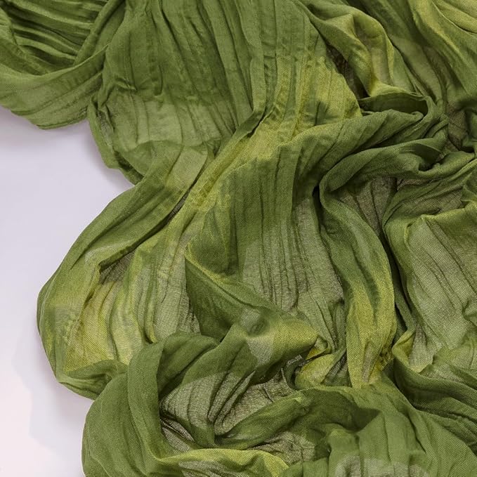 Socomi 2pcs Moss Green Summer Cheesecloth Table Runner Boho Rustic Gauze 120 inch 10FT Cheese Cloth Sheer Runner for Wedding Party Baby Shower Birthday Home Decor Holiday Decorations