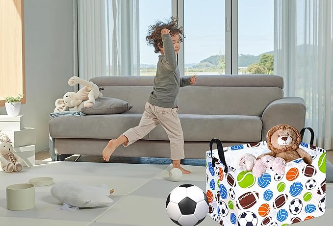 Rec Balls Print Box Hamper Storage Basket Collapsible Organizer Bin Gift Shelf Baskets for Home and Kitchen Storage