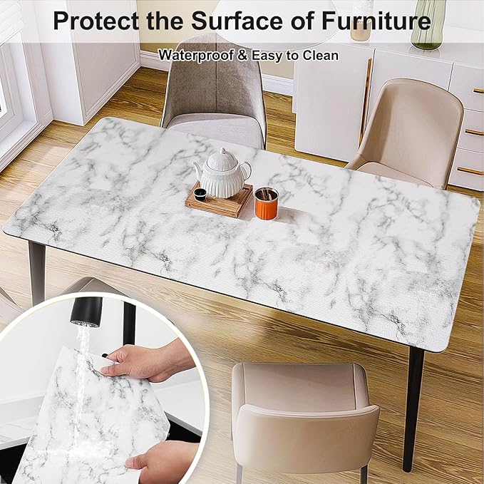 Drawer and Shelf Liner for Kitchen Cabinet, Non-Adhesive Cabinet Liner 12in x 20FT, Waterproof Shelf Paper Non-Slip Mats Cupboard Liners Contact Protect Dresser/Shelves/Table - Marble