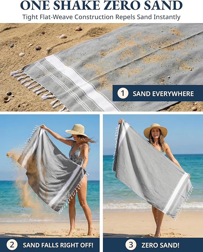 LANE LINEN Pool Towels, Turkish Beach Towels Oversized Set of 6, Pre-Washed, No Shrink, Quick Dry Travel Towel, Beach Towel for Women, Absorbent & Sand Free Towel, 39"x71" - Summer Color