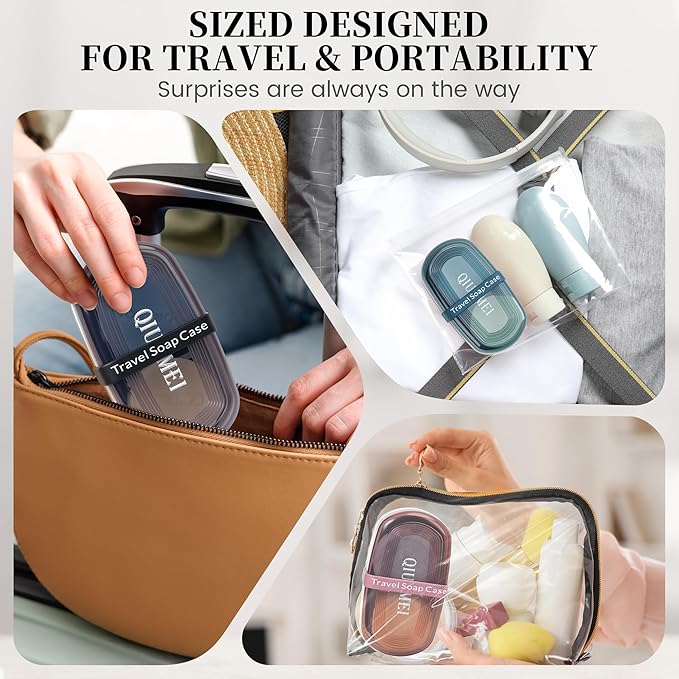 Shampoo Bar Holder and Soap Case | Leakproof Travel Container with Lid & Drain Tray | Includes Silicone Strap and Mesh Soap Bag | for Bathroom, Shower, Camping, Gym Travel (White, Large)