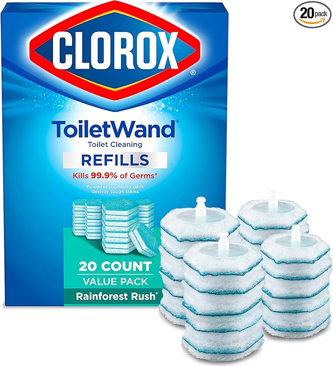 Clorox ToiletWand Toilet Cleaner Refills, Toilet brush, Rainforest Rush, 20 Count