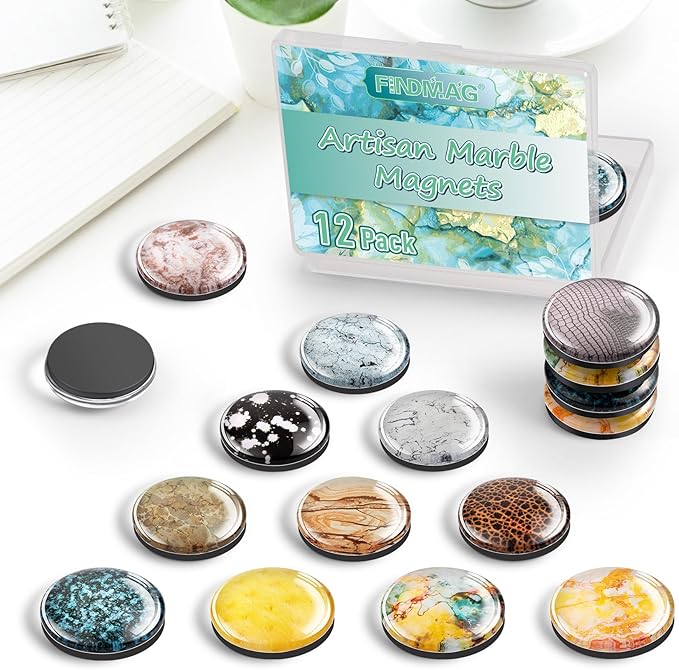 FINDMAG 12 Pack Fridge Magnets, Cute Magnets for Whiteboard, Classroom, 3D Glass Magnet Refrigerator Clear for Picture, Kitchen, Cute Magnet Pretty, Fridge, Cubicle, School, Home, Teacher Supplies