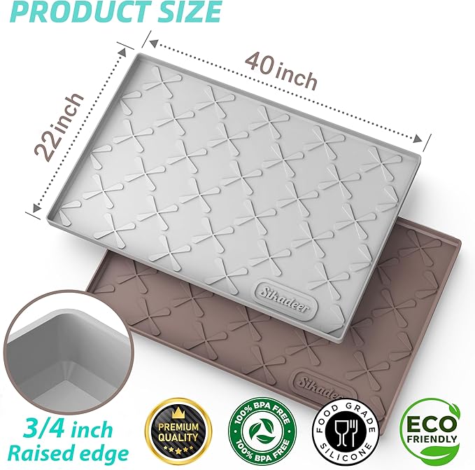 SIKADEER 40" x 22" Under Sink Mat Waterproof, Silicone Mat Kitchen Drawer Shelf and Cabinet Liner, Sink Protector for Kitchen Organizers and Storage, Boot Tray Pet Food Mats