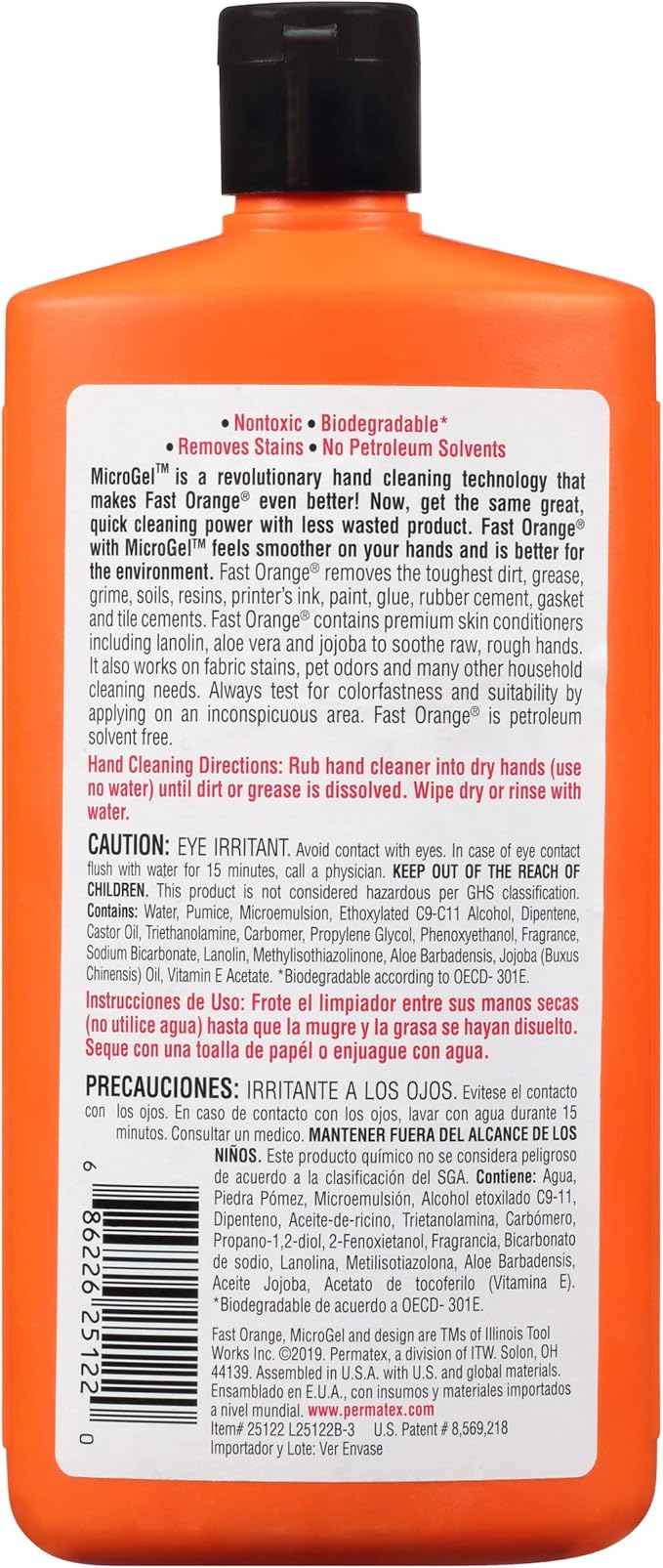 Permatex 25122-12PK Fast Orange Pumice Lotion Hand Cleaner - 15 fl. oz., (Pack of 12)