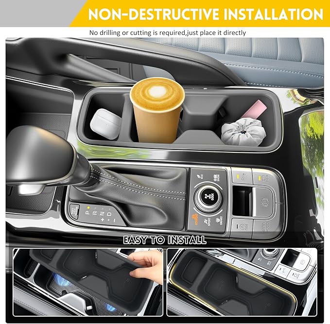Cup Holder for 2020-2025 Kia Telluride Center Console Cup Holder Insert Cupholder Organizer Coaster Liner for 20-25 Telluride Interior Accessories Black