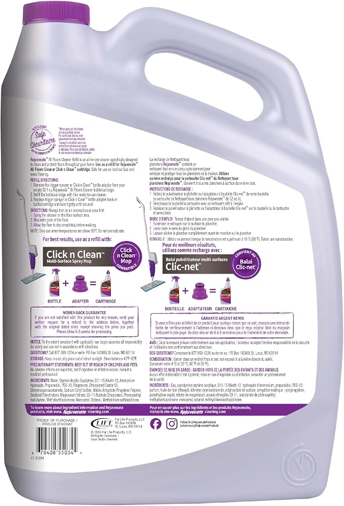 Rejuvenate Floor Cleaner, 1 gal, Bottle, Ready to Use, Liquid, For All Floors HG-R55034-1 Each
