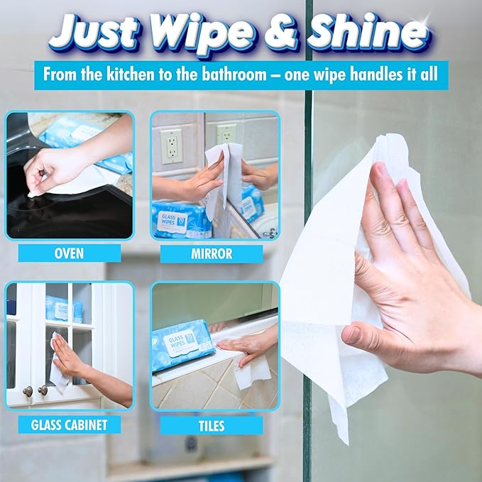 Air Jungles Glass and Window Cleaner Wipes 70 Count (Pack of 3), Extra Large 8" x 10" Size Cleaning Wipes for Car Windshield, Headlight, Mirror, Tile and Home Glass Surface