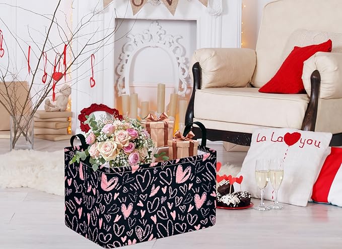 Girls Basket Empty Gift Basket with Handles,Closet Shelf Storage Organizer Bins Girls Nursery hamper Kids Toys Books Box Room Decor