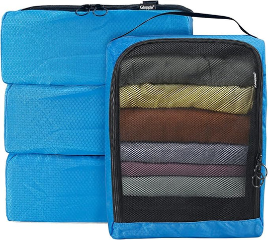 4-PACK Blue Organizer Cubes - Pack Luggage, Suitcase and Carry On Cubes