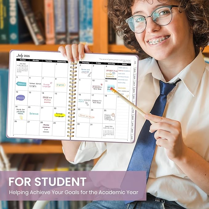 Planner 2026-2027 for Women & Men, Academic Monthly and Weekly Calendar Planner, Jul 2026 - Jun 2027, A5 (6.3" x 8.5"), Teacher Student Planning Book with Tabs, Ideal for Office School Supplies - Boho Purple