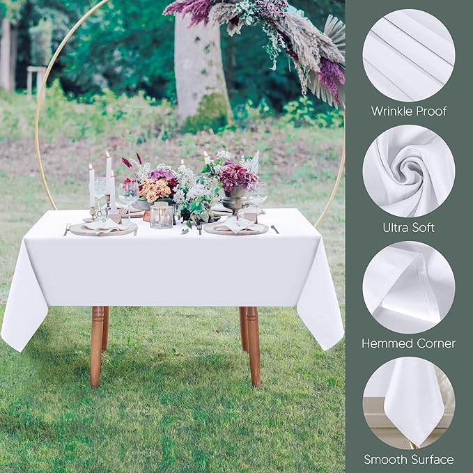 Utopia Kitchen Square Table Cloth 2 Pack (54x54 Inches, White), Tablecloth Machine Washable, Polyester Table Cover for Dining, Buffet Parties, Picnics, Events, Weddings and Restaurants