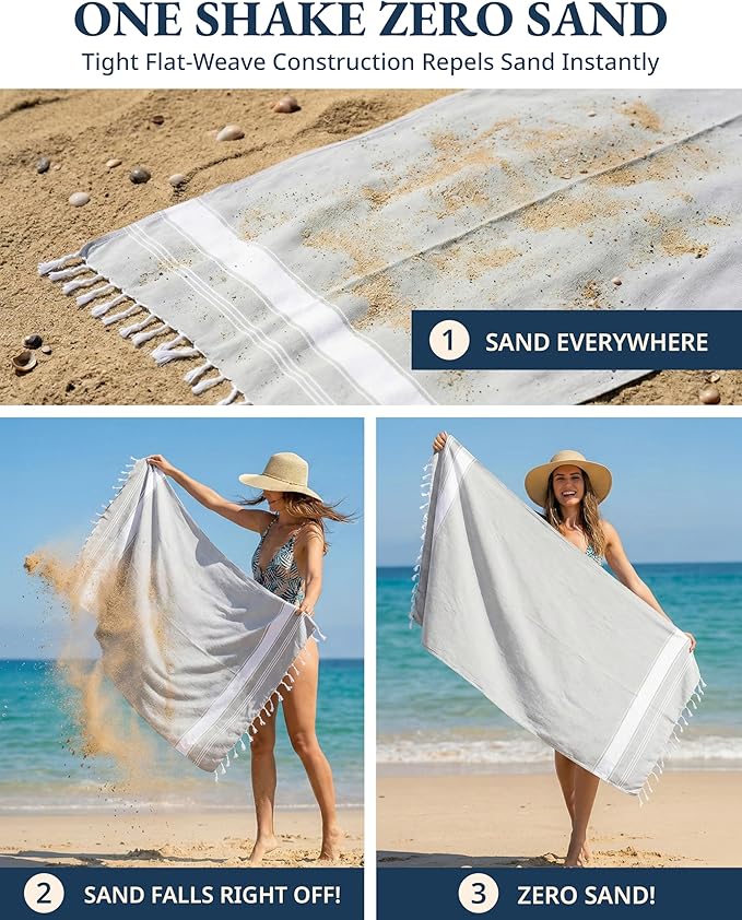 LANE LINEN Beach Towels 6 Pack, Oversized Beach Towel, Lightweight Beach Essentials for Women, Large Pool Towel, Absorbent & Quick Dry, Sand Free Beach Towel, 39"x71" - Nautical Color