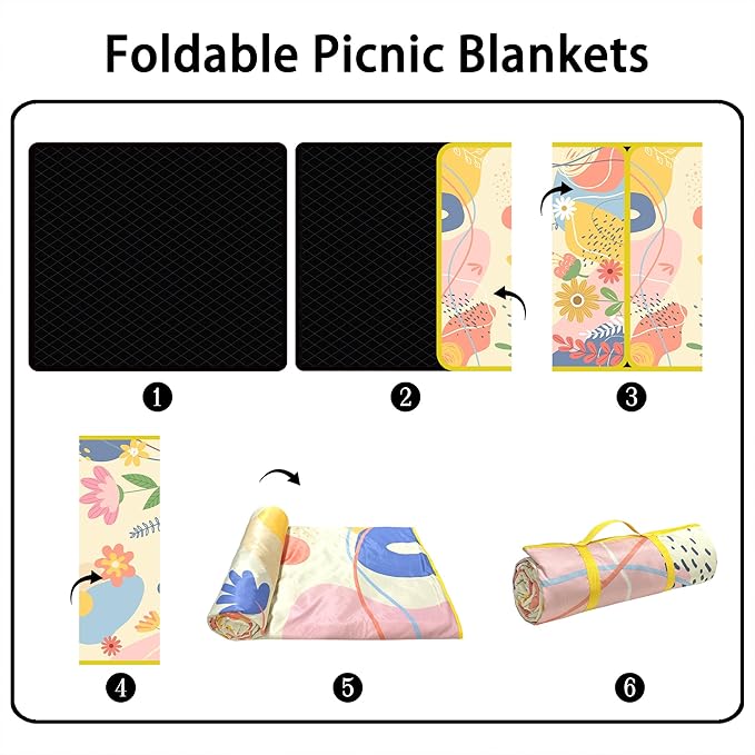 Extra Large Picnic Blankets Waterproof Foldable (80 "x 80") Beach Blanket Waterproof Sandproof,3-Layer Thicking Mat Outdoor Packable Camping Blanket(Bohemian)