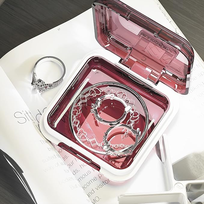 DUBSTAR Daily Pill Organizer,4 Compartments Portable Travel Small Pill Case, Pill Box for Purse Pocket to Hold Vitamins,Cod Liver Oil,Supplements and Medication (Red)