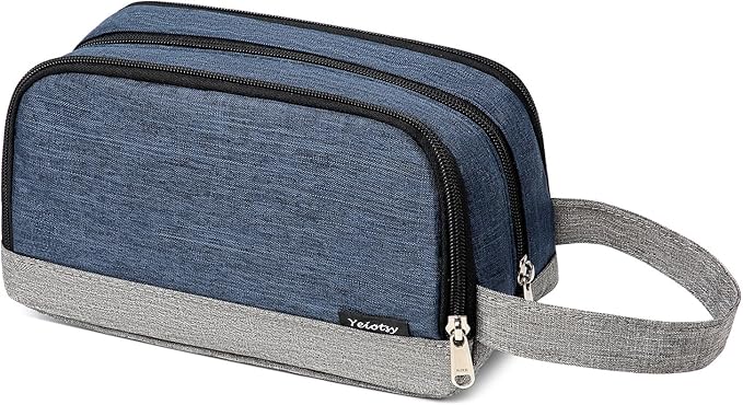 Yeiotsy Men's Travel Toiletry Bag – Color Clash Dopp Kit with Mesh Pockets, Durable Shaving Organizer for Gym, Camping & Weekend Trips