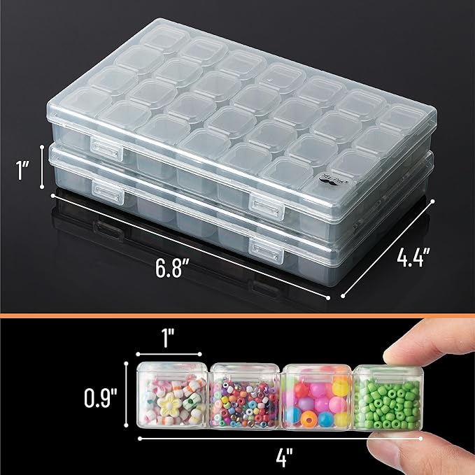Mr. Pen-Bead Storage Containers, 28 Grids, 2 Pack, Grey, 160pcs Label Stickers, Bead Organizer, Craft Organizers and Storage, Containers for Organizing, Box (NIWL056M311)