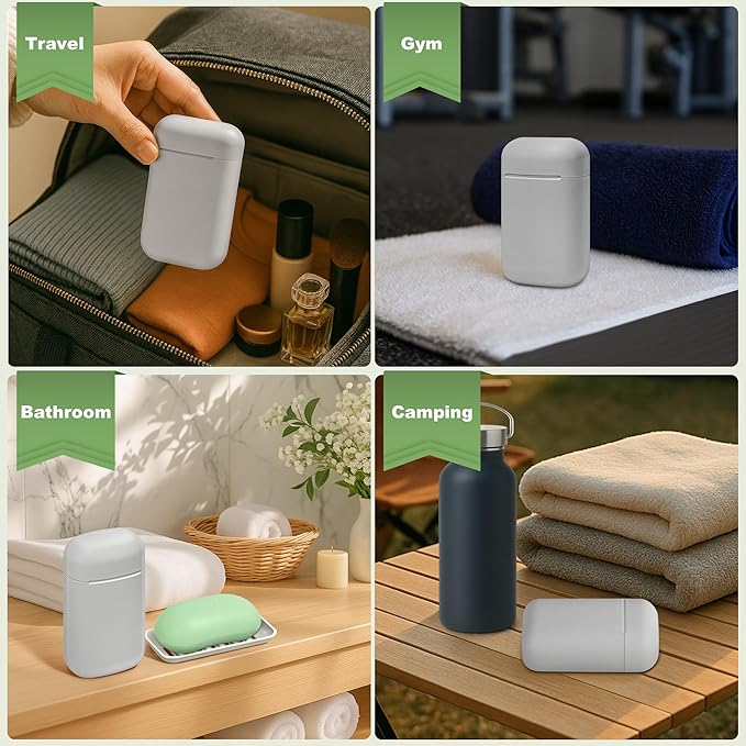 Travel Soap Case soap Holder,Leak Proof Soap Holder with Silicone Sealed lid,Keep Dry with Drainage Tray,Soap Dish for Travel, Gym, Bathroom, Outdoor, Camping, School (Gray)