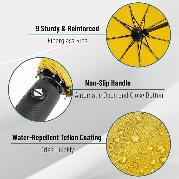 Mr. Pen- Windproof Travel Umbrella, Small Water-Resistant Automatic Folding Umbrella for Rain and Sun, Light, Compact and Portable for Women & Men, Fits Car & Backpack