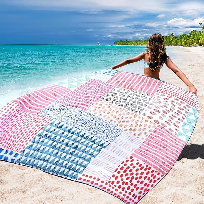 Beach Blanket Waterproof Sandproof Extra Large Beach Mat 79" X 83"/120"x108" for 1-8 Adults Quick Drying Durable Outdoor Picnic Mat for Beach Travel Camping Hiking