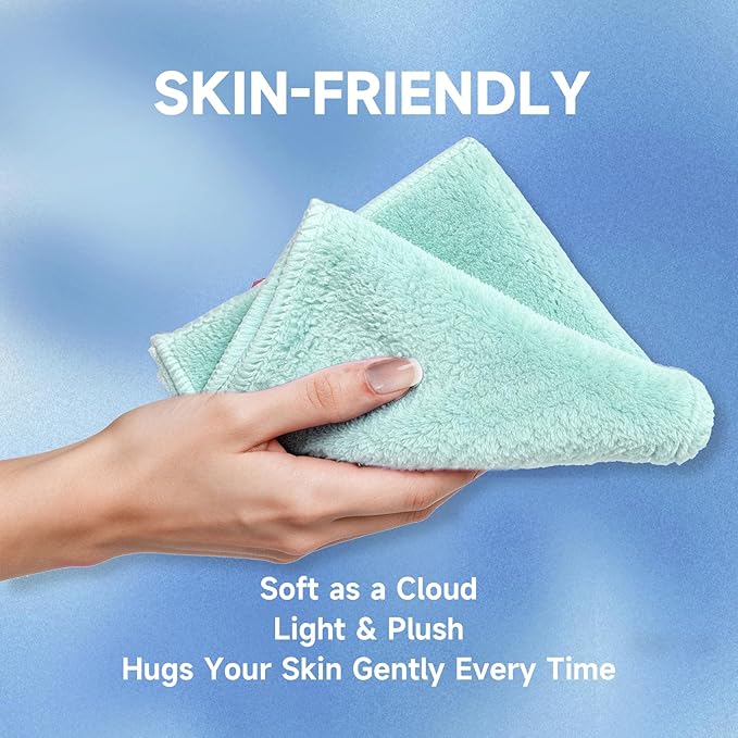 TEAWOO Coral Velvet Grayish Blue Washcloths 12 Pack, Highly Absorbent and Soft Grayish Blue Face Towels, Multi-Purpose Washcloths and Hand Towels for Bathroom, Hotel, Spa and Gym, 12 x 12 inches