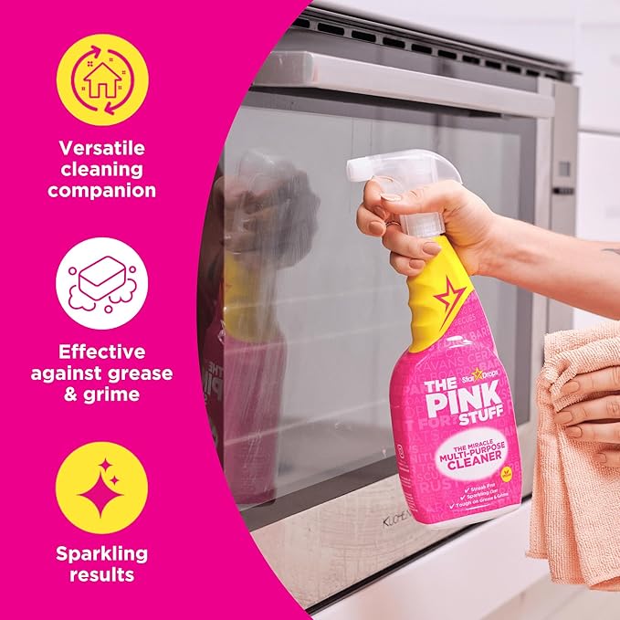 The Pink Stuff Miracle Multi-Purpose Cleaner Spray, 30 fl oz – Now 20% More! Powerful All-Purpose Cleaning Solution for Kitchens, Bathrooms, Floors & More – Cuts Through Grease & Grime (Pack of 3)