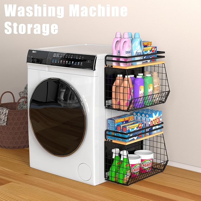 Magnetic Shelf for Fridge with Wood Lid, Fruit Potato & Onion Storage Bins, Magnetic Spice Rack for Refrigerator Pantry Organizer & Storage, Large Container for Refrigerator, Kitchen Counter & Laundry