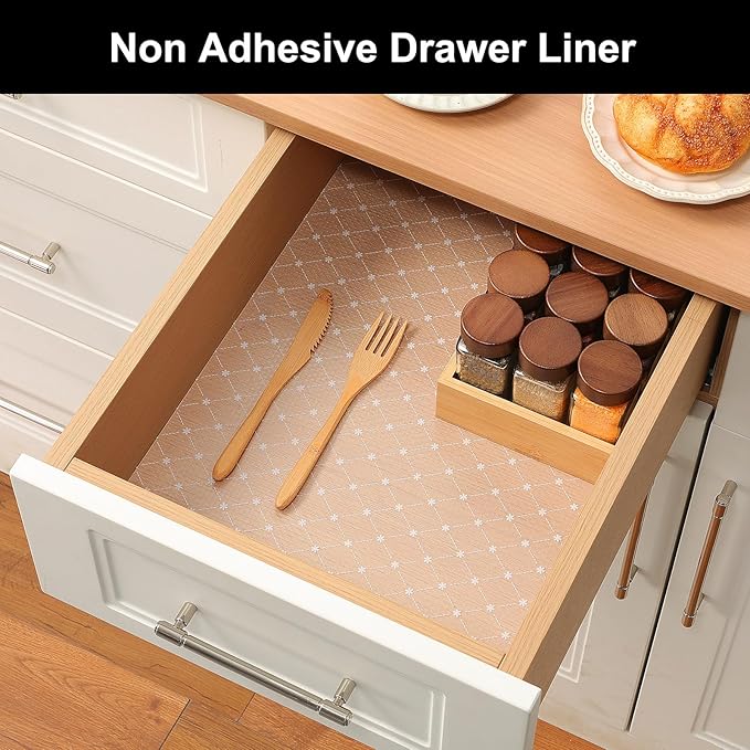 Cooyes Shelf Liner – Premium Non-Adhesive Cabinet & Drawer Liner for Kitchen – Waterproof Shelf Paper with Modern Pattern – Durable EVA Cabinet Mat – Easy to Cut （17.5" W x 360" L）