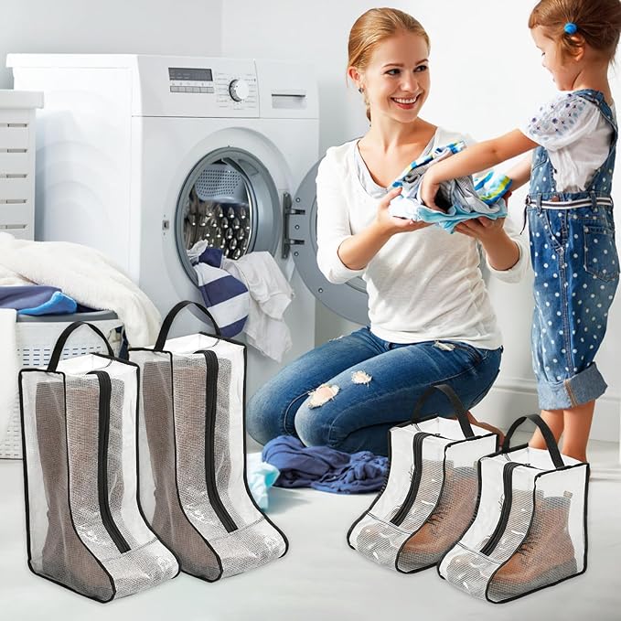 4 Pcs Boot Storage Bag, Portable Waterproof and Dustproof Boot Bags for Cowboy Boots (2*High + 2*Short)