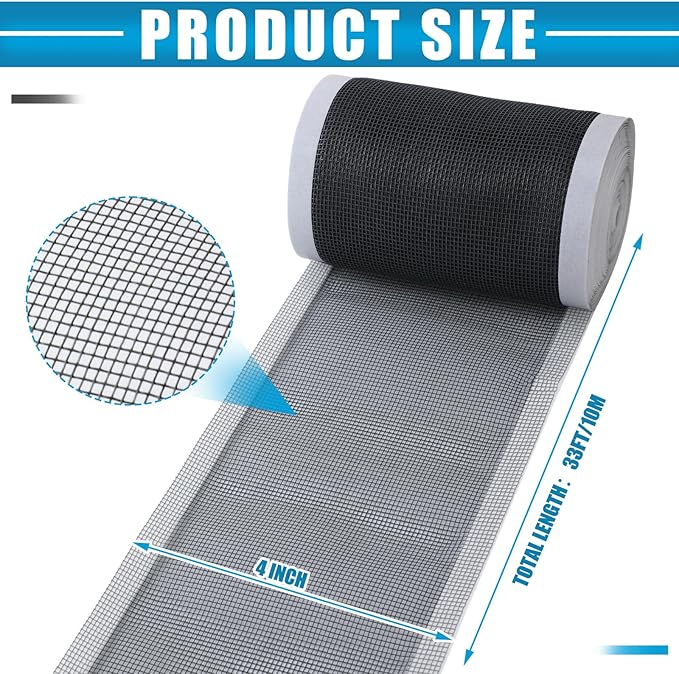 2 Pack 4 Inch x 33 ft Linear Shower Drain Hair Catcher Screen Disposable Adhesive Cutable Mesh Shower Drain Cover Stickers for Linear DIY Floor with Removal Tool for Bathroom Kitchen Bathtub