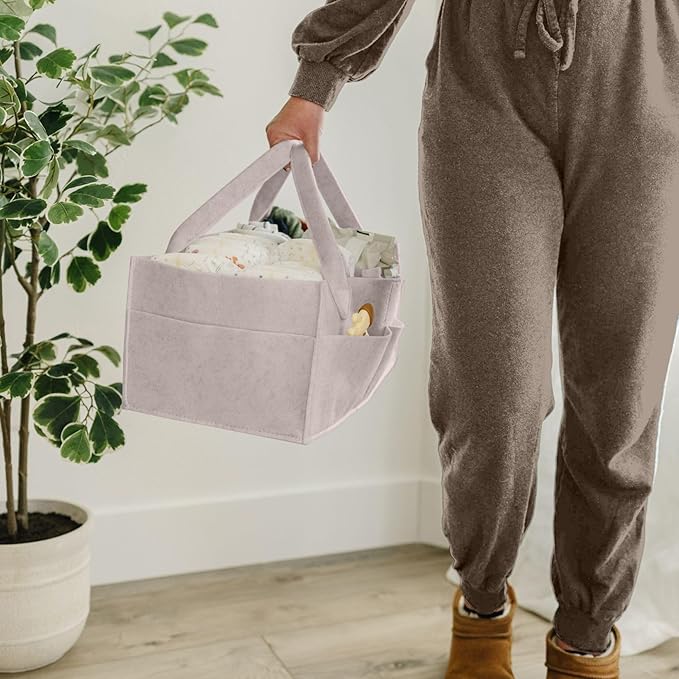 PUTSKA Baby Diaper Caddy Organizer - Nursery Storage Basket for Diaper Station, Baby Basket Shower Gift List and Registry Must-Have, Newborn Essentials, Nursery Decor for Boy or Girl-Mocha,Extra Large