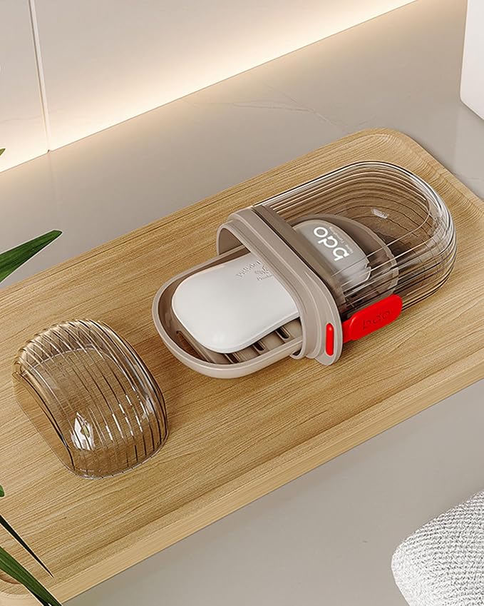 Travel Soap Case, Leakproof Soap Container with Lid, Portable Bar Soap Holder for Traveling, Soap Dish for Bathroom, Shower, Gym, School, Camping, Vacation, Outdoor-Transparent-Black