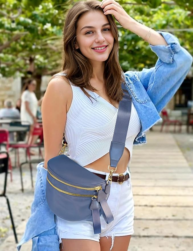 FEIBOON Spacious Nylon Crossbody Bag Bum Bag Handbags Wallets Purses Trendy Shoulder Bag for Women